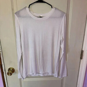 Magaschoni Long Sleeve Ribbed Top Women's Sz L White